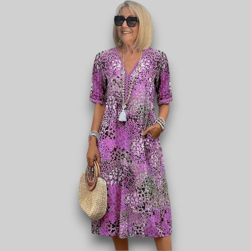 Clara – Women Midi Length Floral Print Dress - Image 5