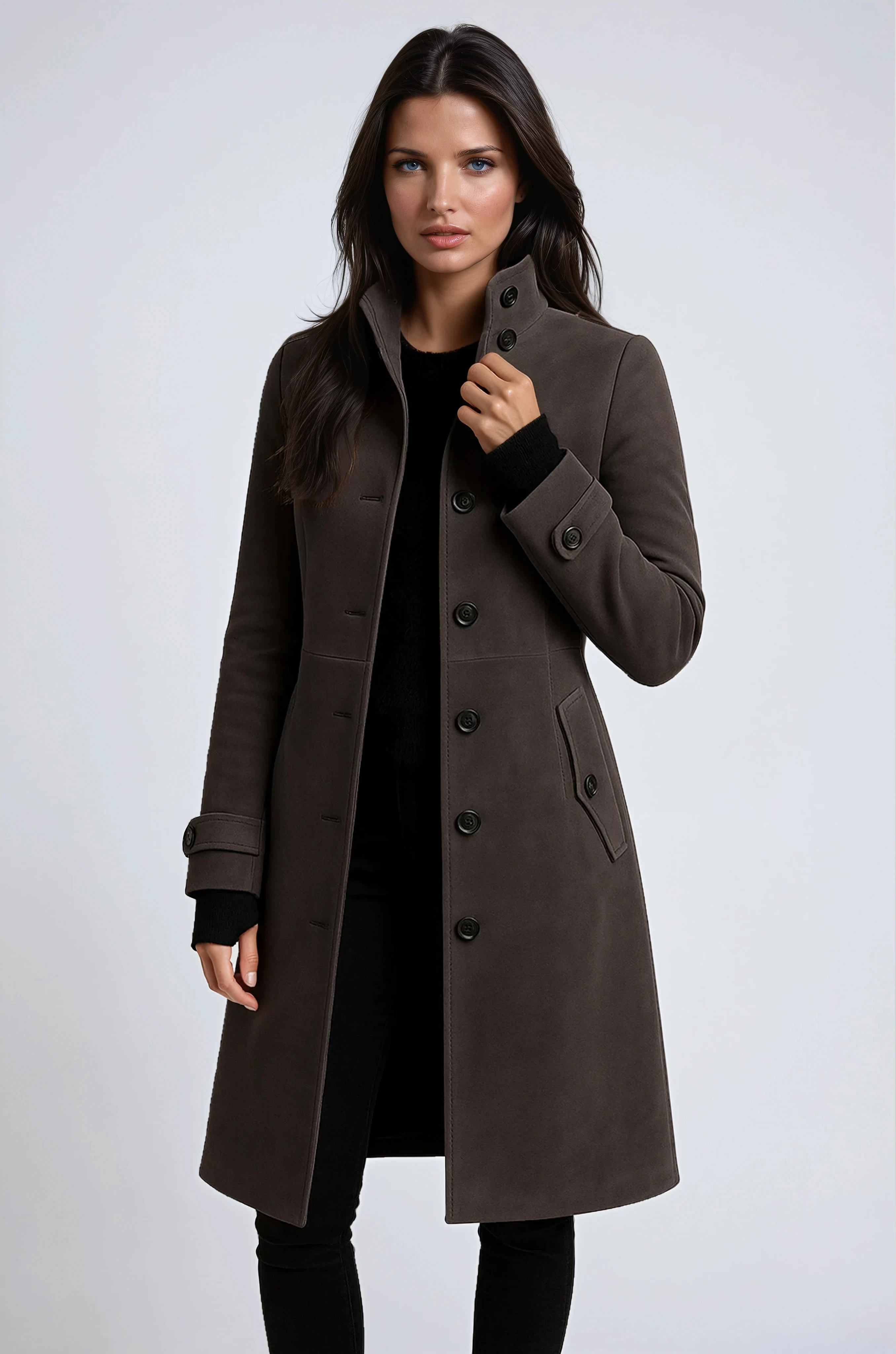 Womens Coat Tailored Fit with Button Closure - Image 3