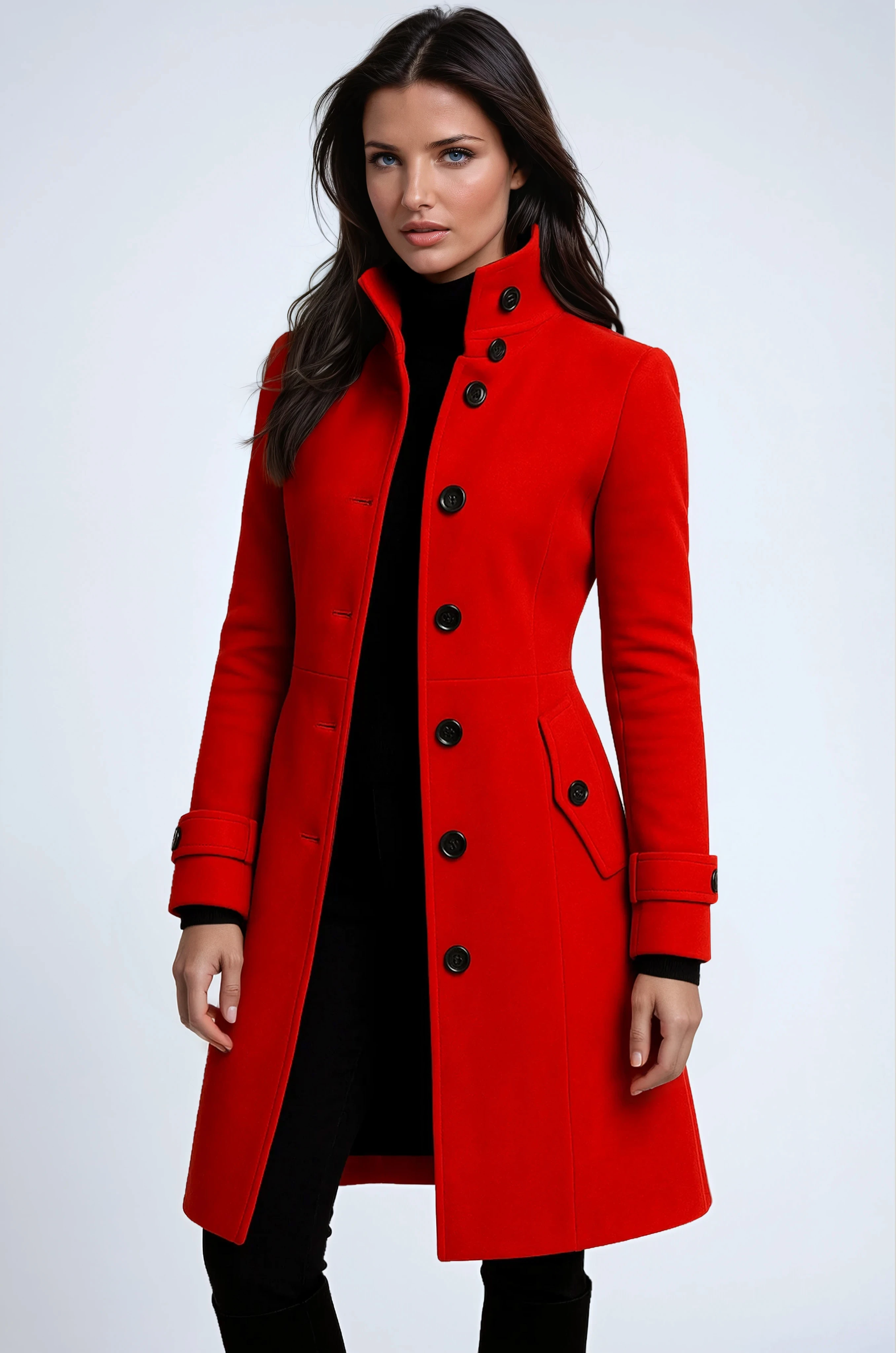Womens Coat Tailored Fit with Button Closure - Image 2