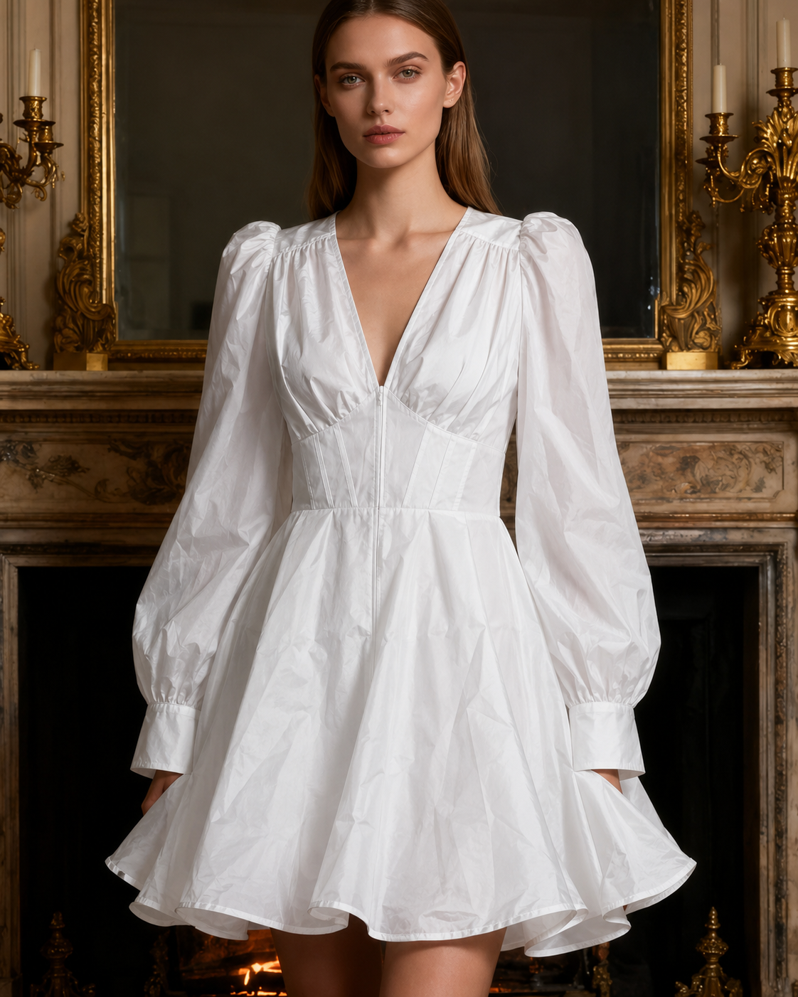 Emilia – Elegantes Kleid mit Puffärmeln und Korsett-Design