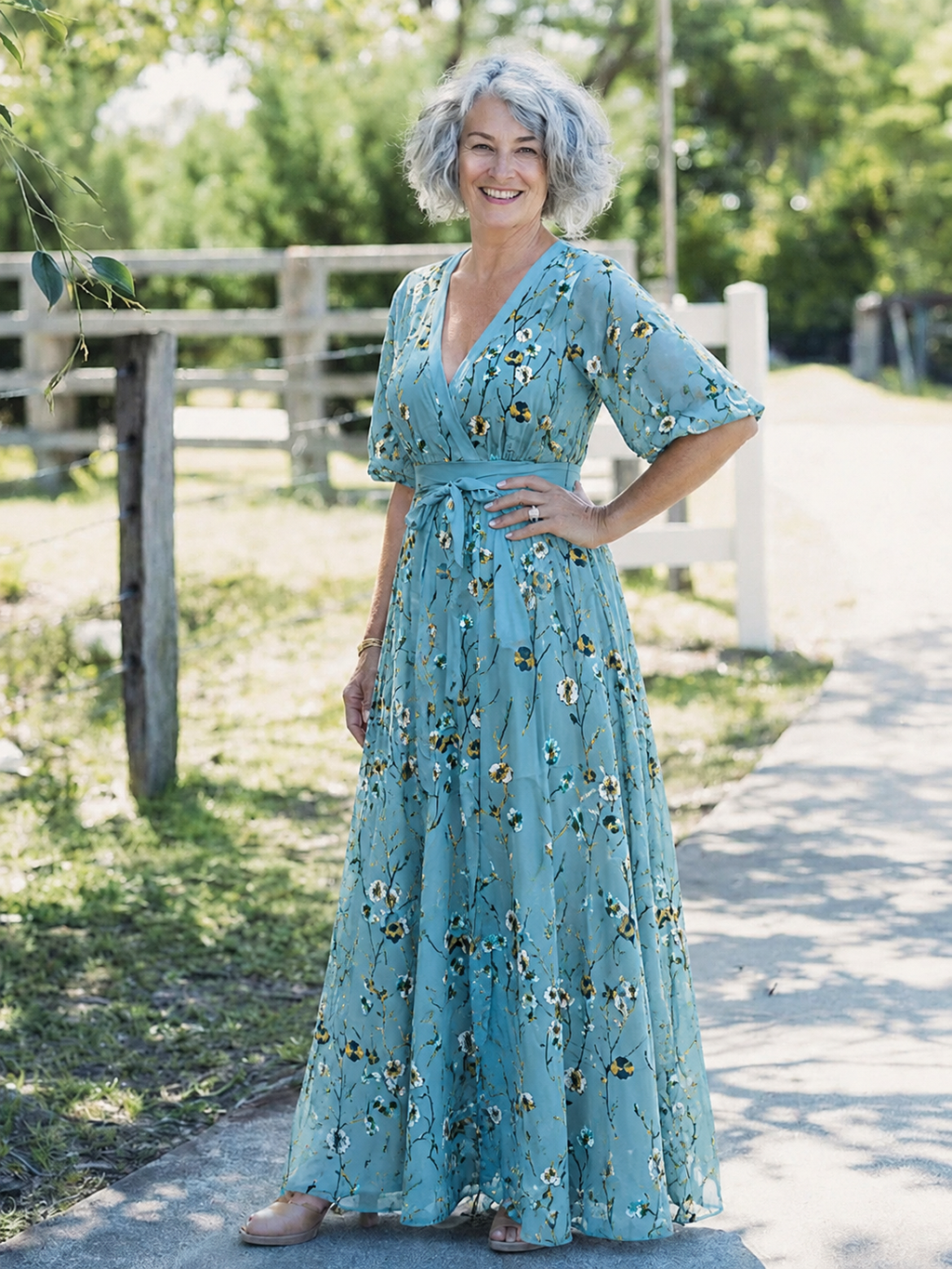 Isabella – Florales Damenkleid mit elegantem V-Ausschnitt