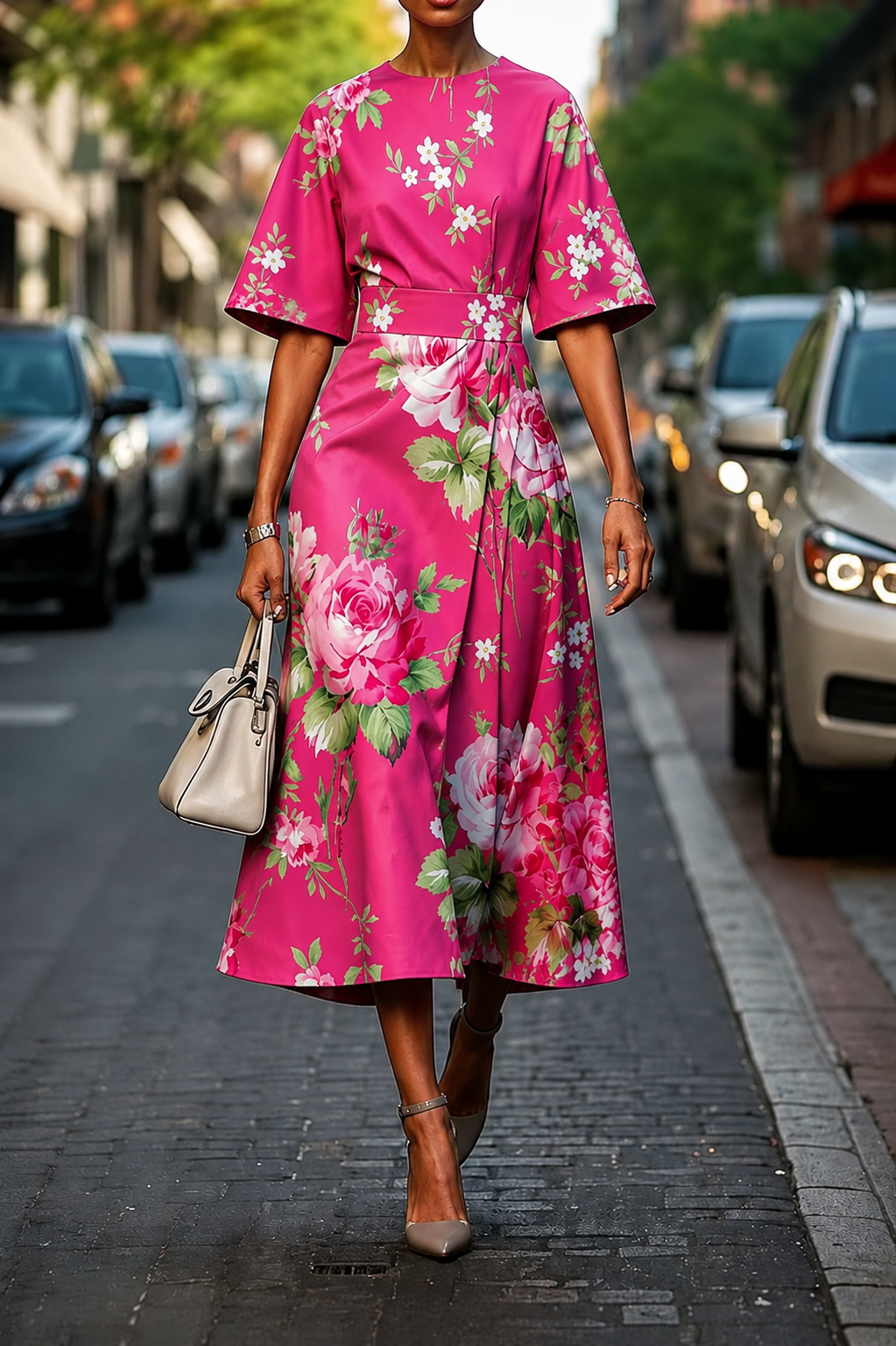 Lila – Elegantes Damenkleid mit Blumenmuster