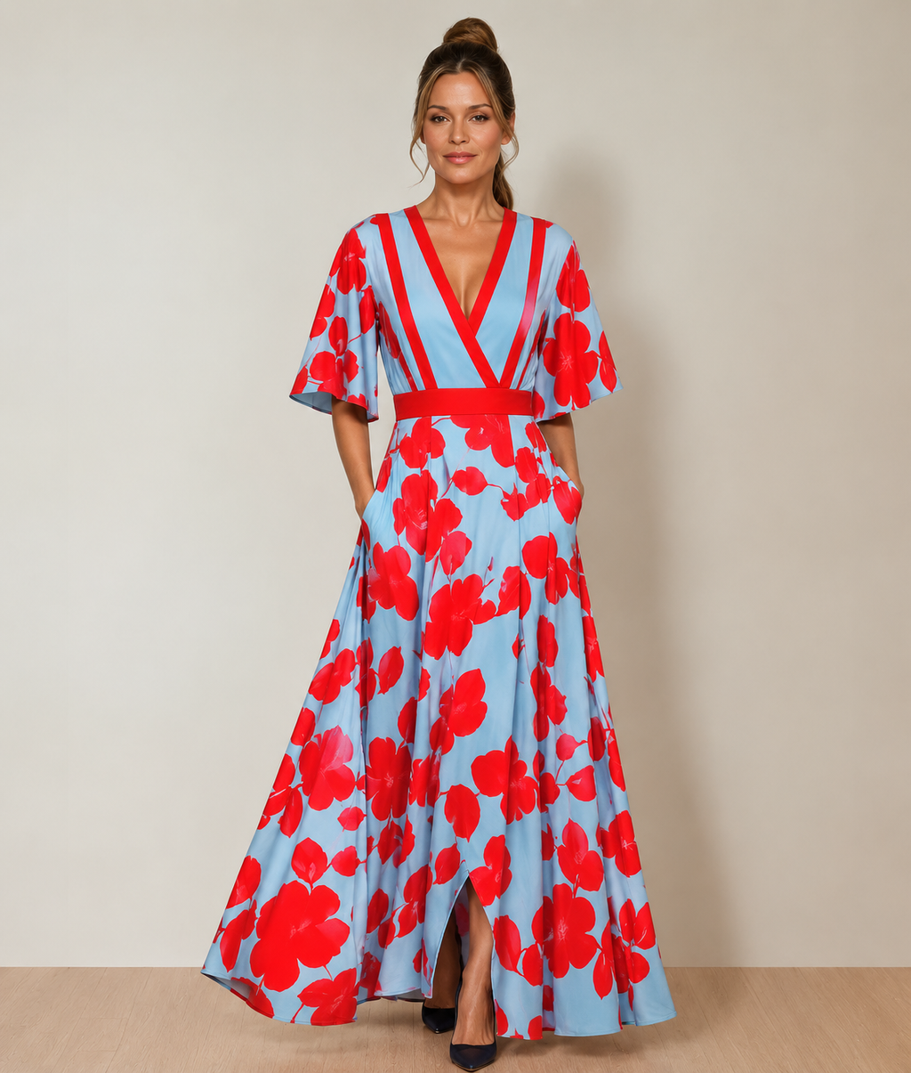 Julia – Kleid mit V-Ausschnitt und Schnürung