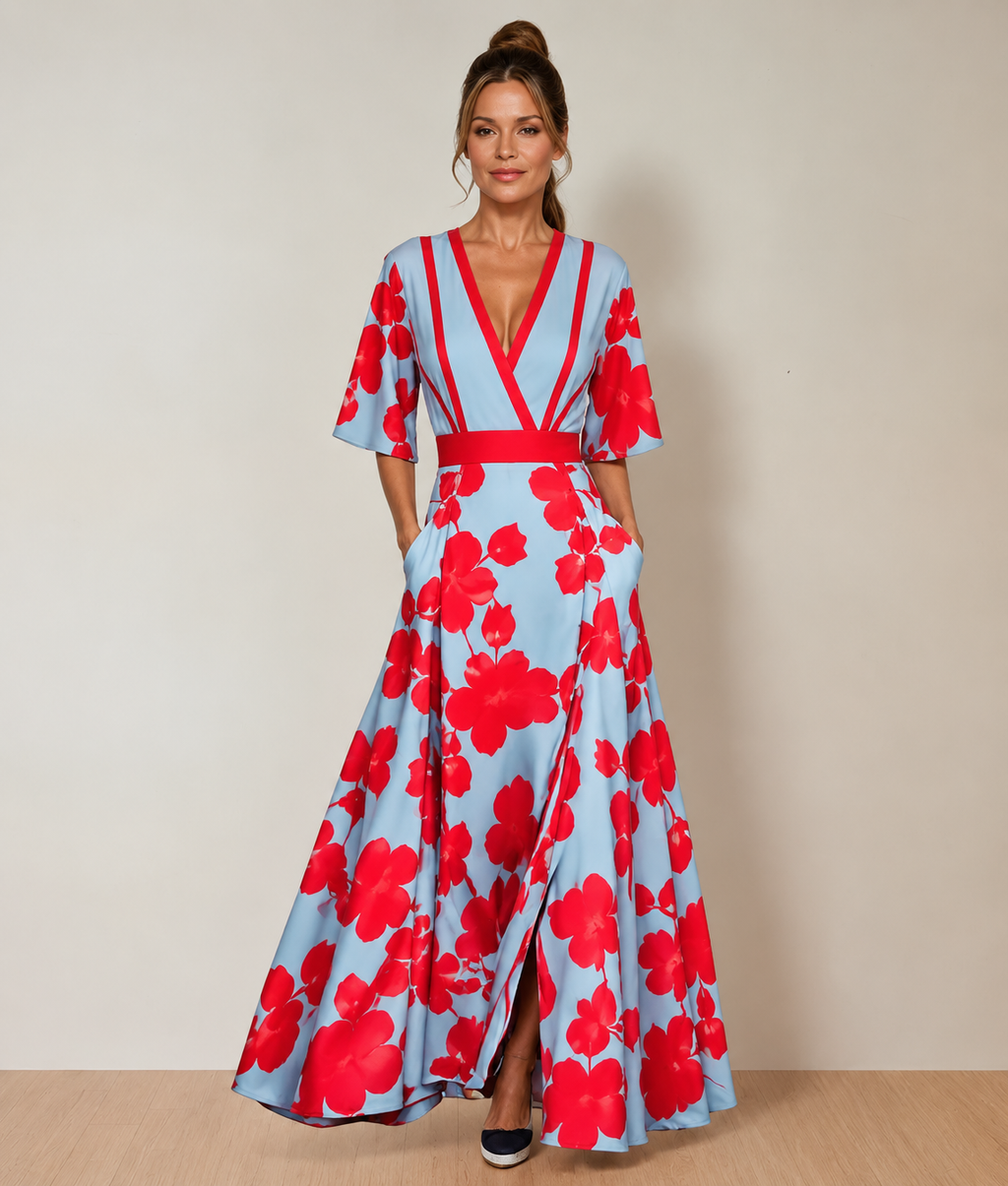 Julia – Kleid mit V-Ausschnitt und Schnürung