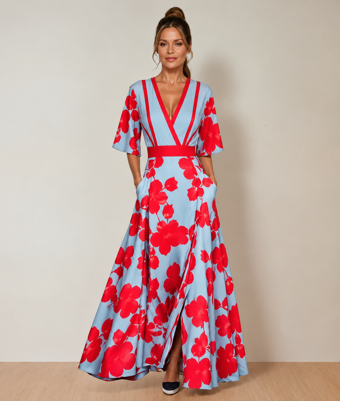 Julia – Kleid mit V-Ausschnitt und Schnürung