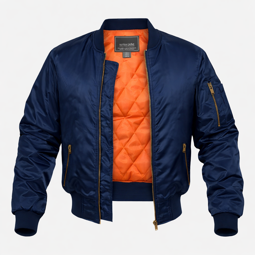 Bomber Jacket Men's Smooth Finish with Zip Closure - Image 4