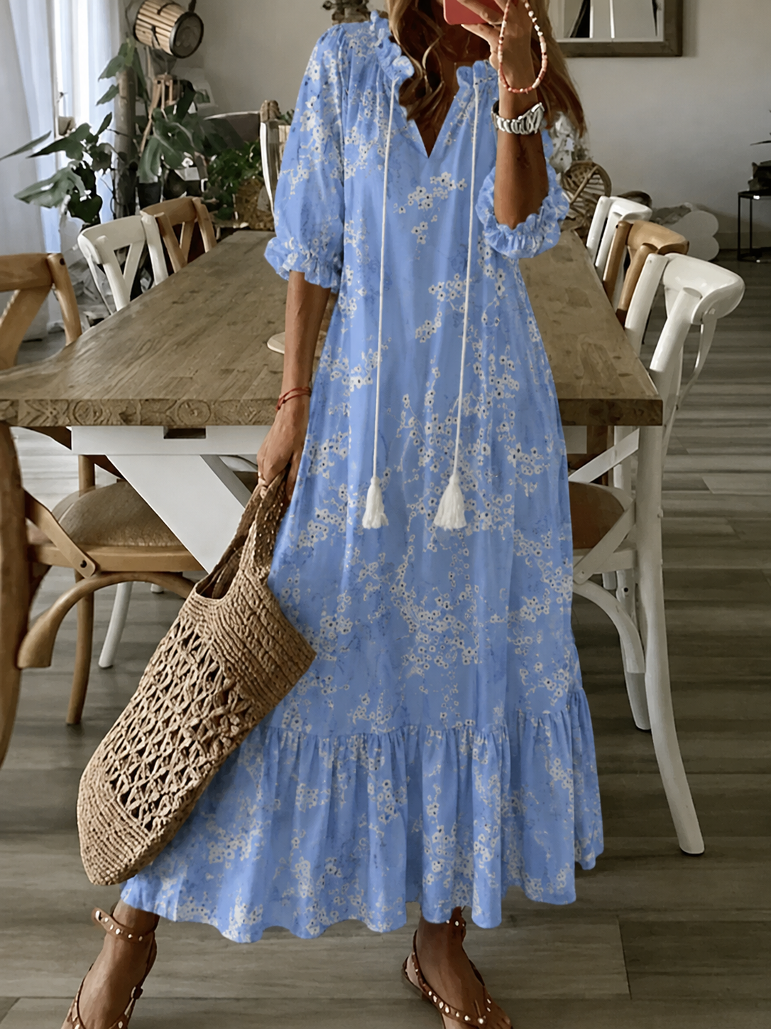 Elena – Maxikleid für Damen mit Blumenmuster