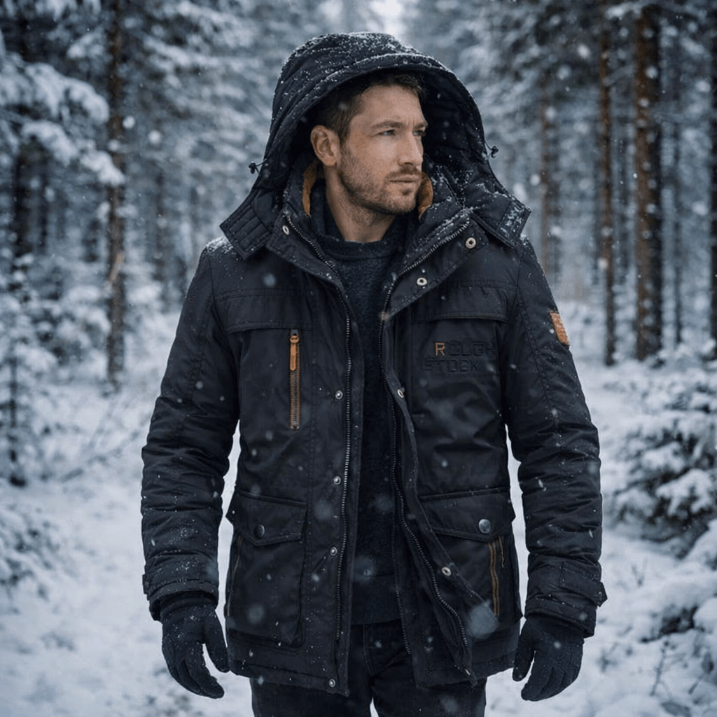 Wattierte Jacke Herren mit Abnehmbarer Kapuze und Fleece-Futter | J&B - 11 - Jasminaboutique.com