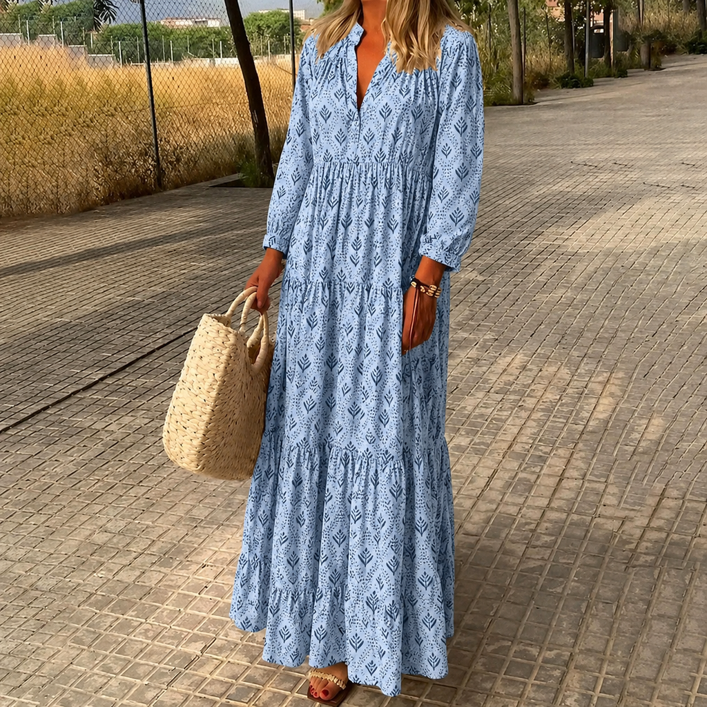 Vanessa – Elegantes Blumenmaxikleid im Boho-Stil