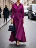 Vanessa – Damen Maxikleid mit langen Ärmeln und Bindegürtel