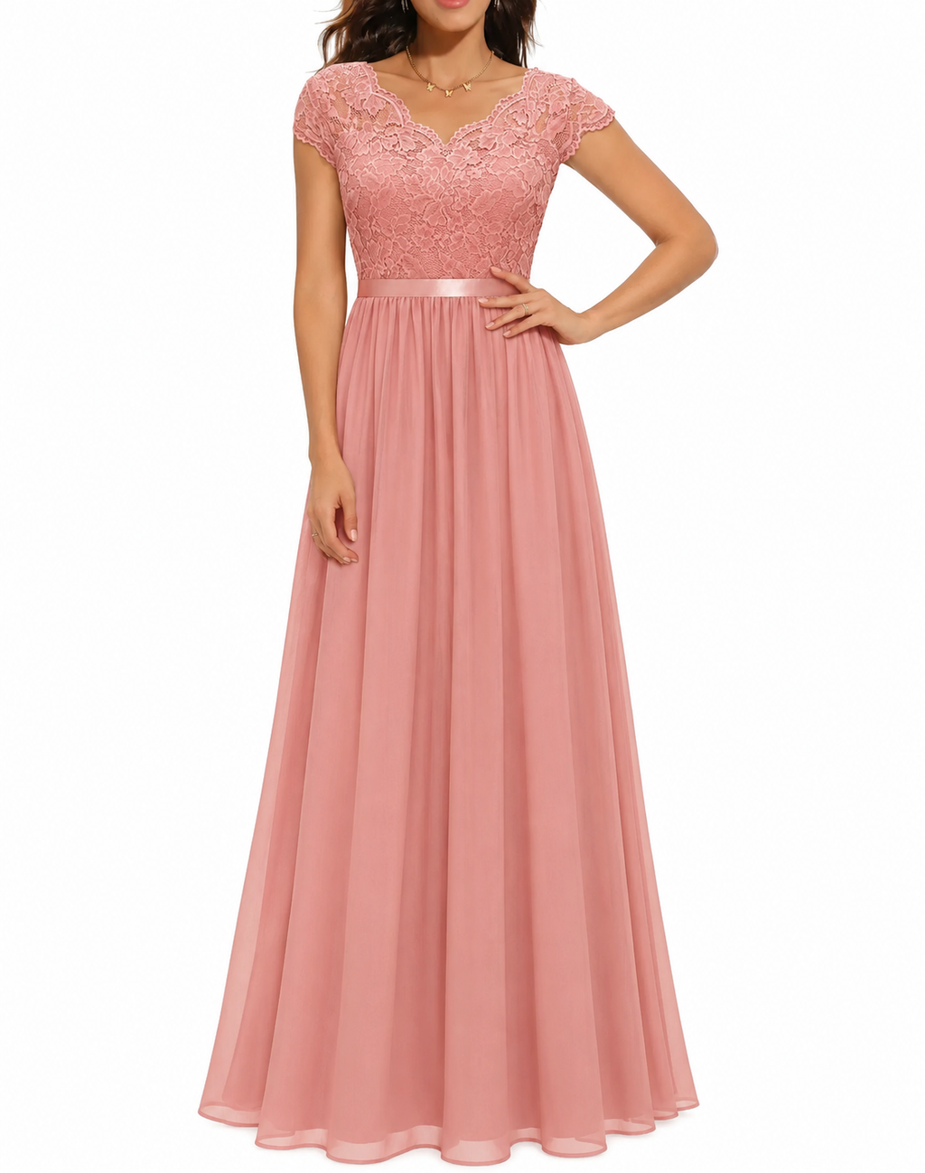 Sandra – Stilvolles Spitzendetail Abendkleid für besondere Anlässe
