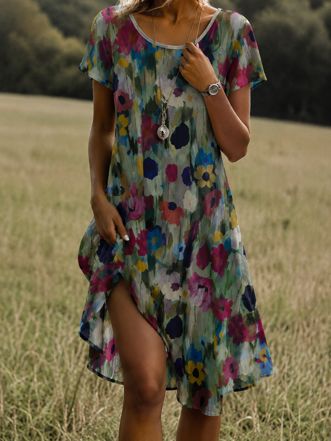 Ines – Blütenverziertes Sommerkleid für stilvolle Anlässe