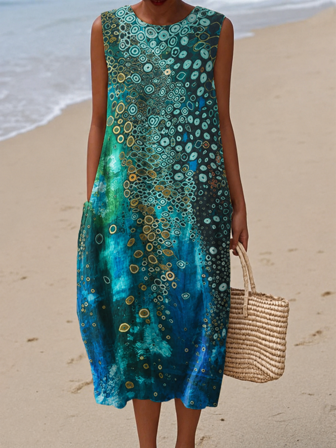 Sommerkleid für Damen mit buntem Print – Lockere Passform mit Taschen | J&B