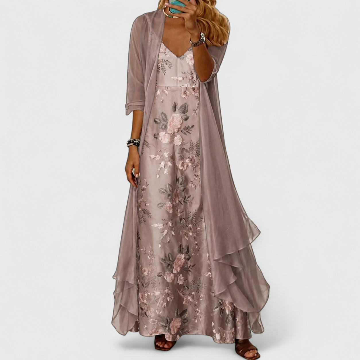 Cornelia – Damen Maxikleid mit floralen Akzenten