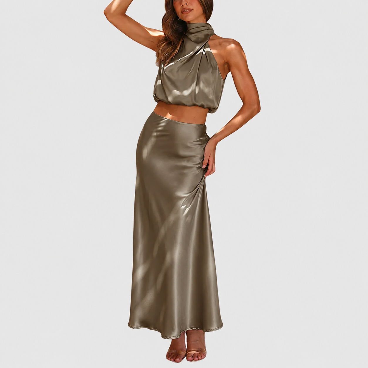 Annika – Elegantes Satin-Zweiteiler Set für Damen