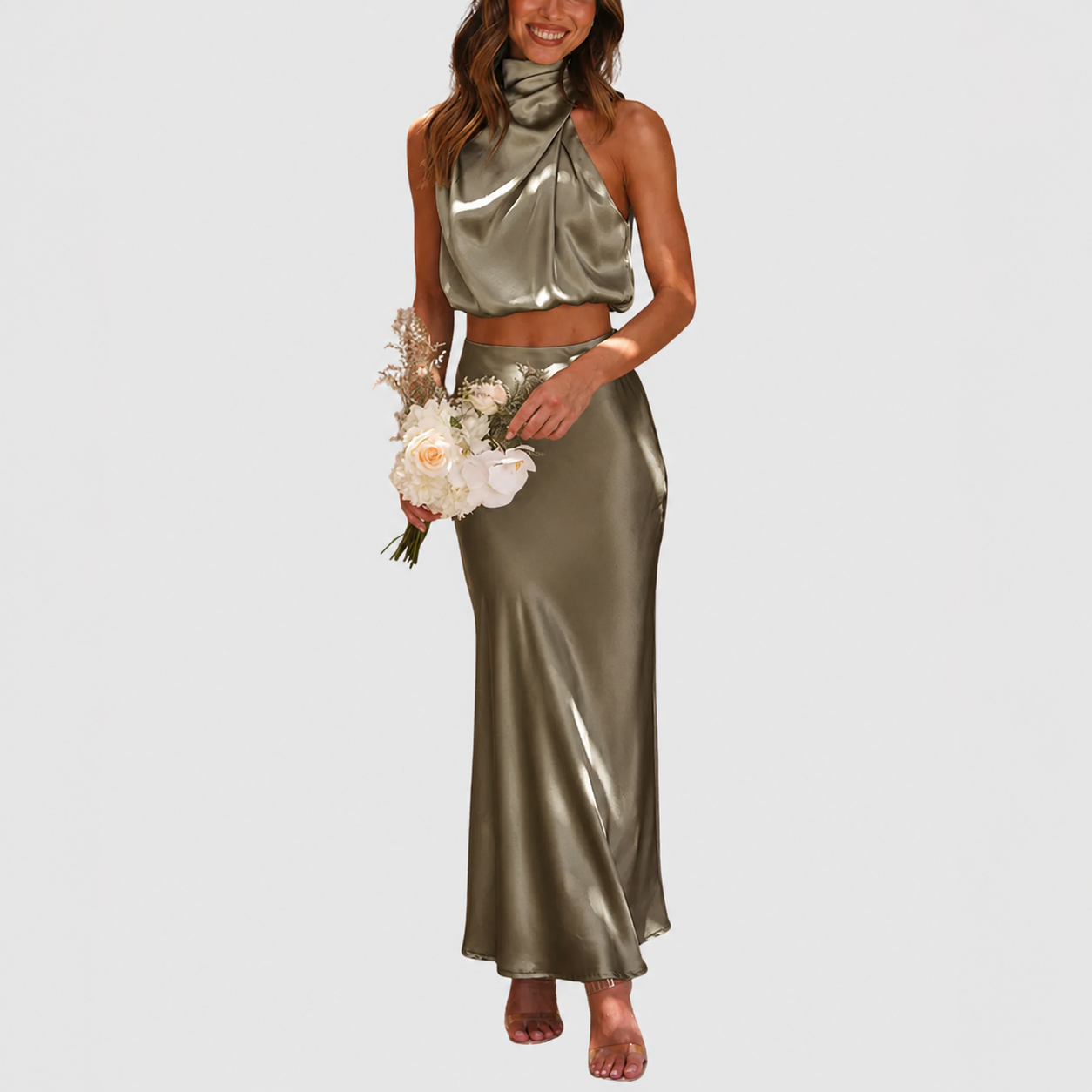 Annika – Elegantes Satin-Zweiteiler Set für Damen