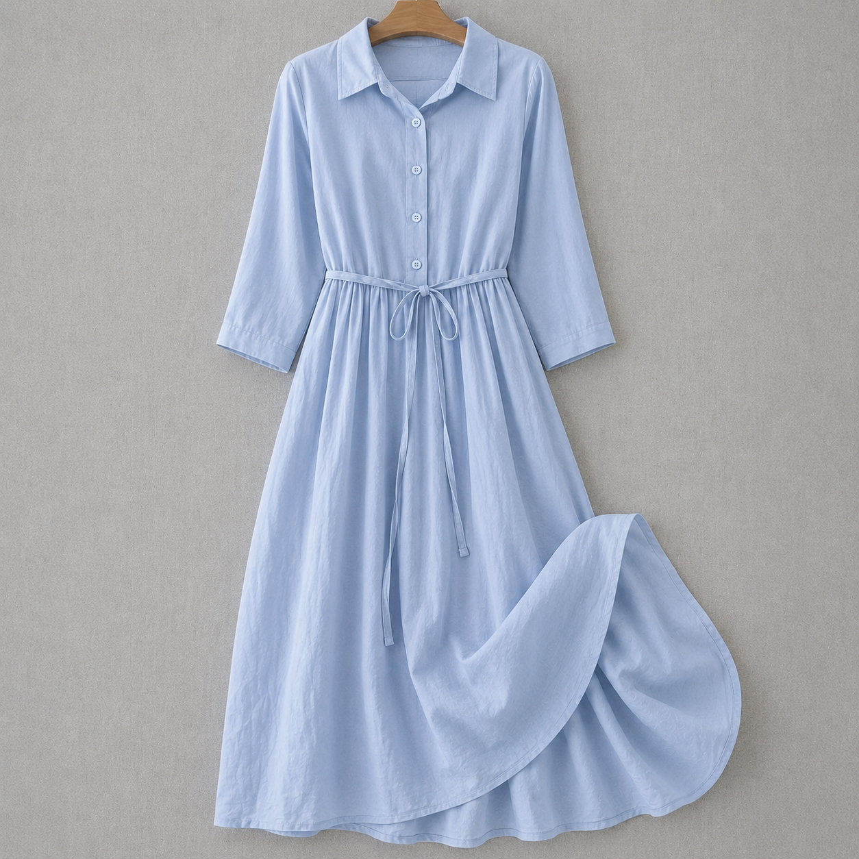 Kerstin – Damenkleid aus Baumwolle und Leinen mit Knopfleiste
