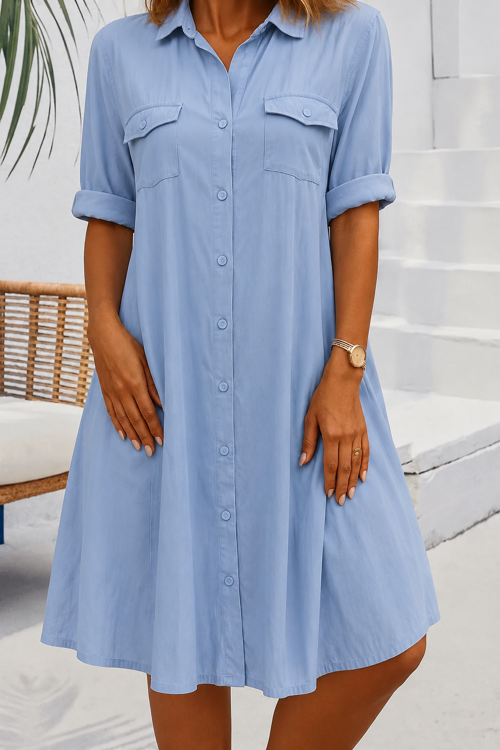 Nicole – Stilvolles Jeanskleid für Damen mit Knopfdetails