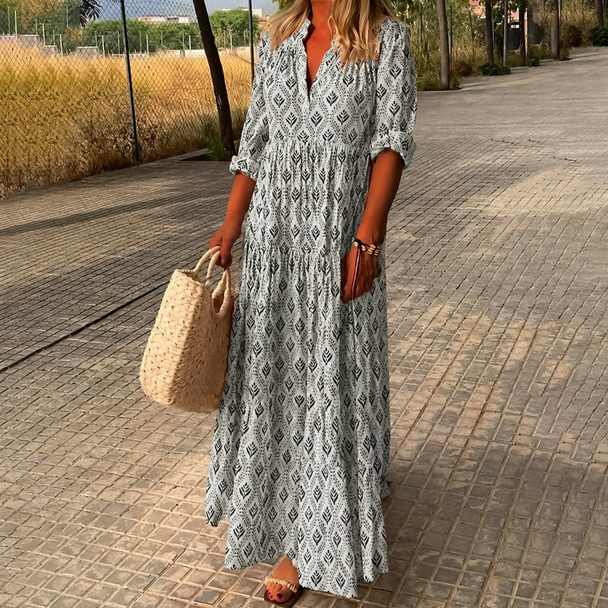 Laura – Damen Maxikleid mit floralem Design für stilvolle Sommermomente