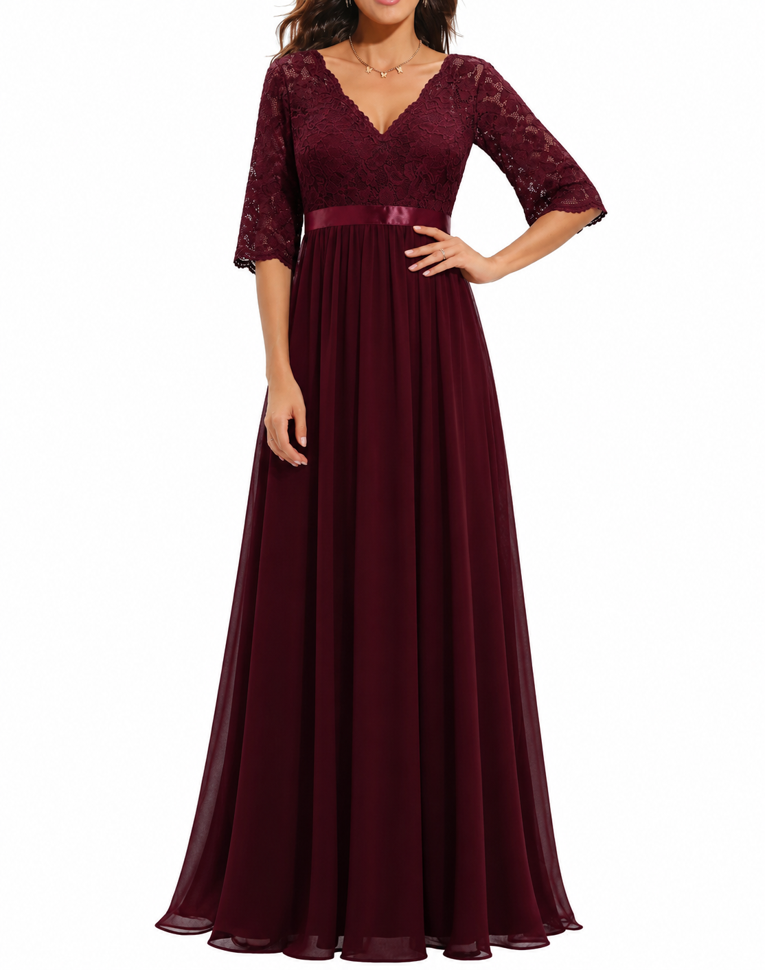 Sandra – Stilvolles Spitzendetail Abendkleid für besondere Anlässe