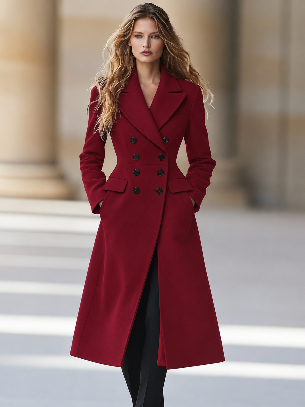 Eleganter Damen-Wintermantel im Zweireiher-Design mit schmeichelhaftem Schnitt | J&B