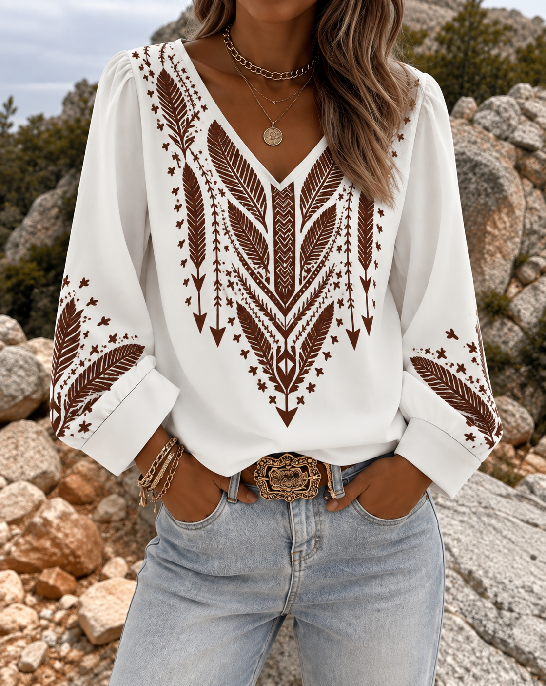 Amelie – Bluse mit ethnischen Stickereien