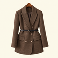 Doppelreihiger Tweed-Blazer für Damen mit Gürtel in der Taille | J&B