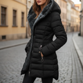 Damen Winterjacke mit Kapuze und gestepptem Design | J&B - 1 - Jasminaboutique.com