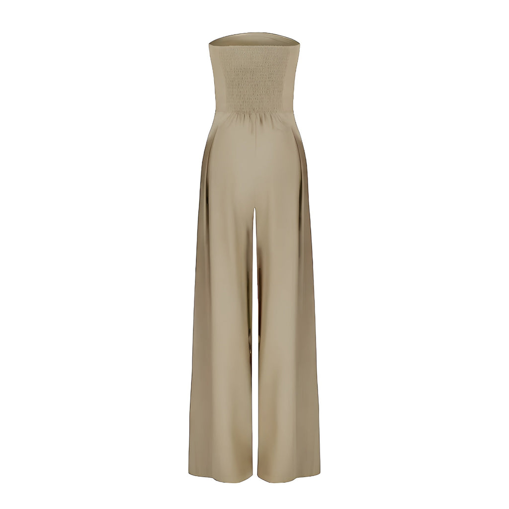Strapless Jumpsuit Women's Wide-Leg Design with Pockets - Image 4