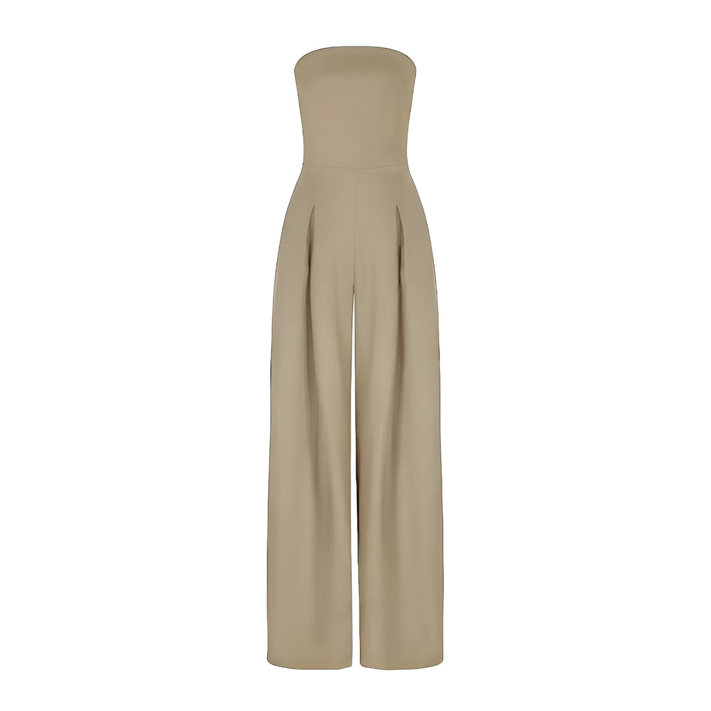 Strapless Jumpsuit Women's Wide-Leg Design with Pockets - Image 5