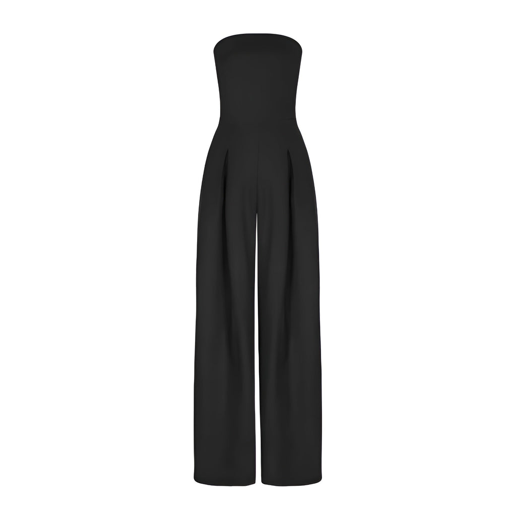 Strapless Jumpsuit Women's Wide-Leg Design with Pockets - Image 7