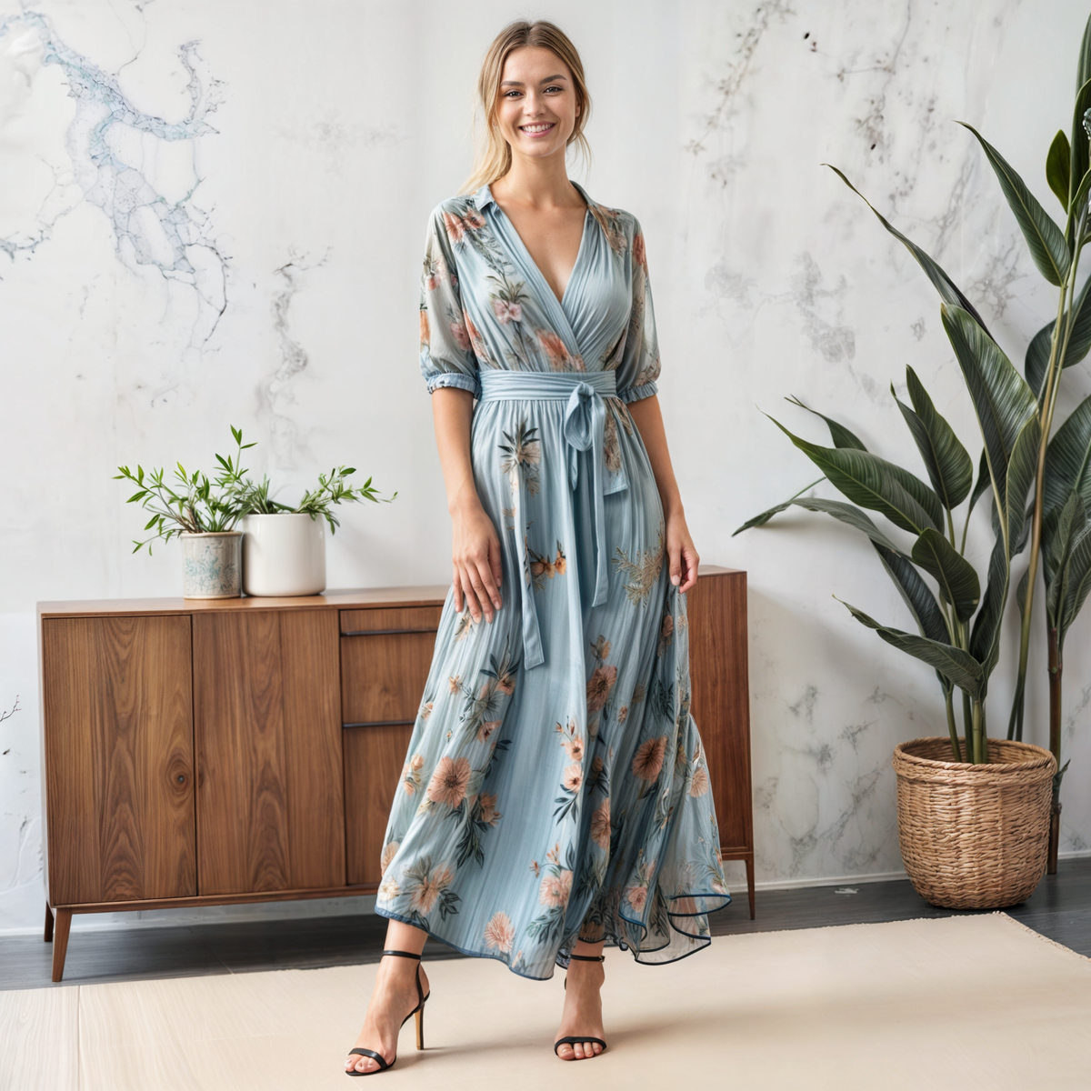 Isabella – Women V-Neck Maxi Dress - Image 1