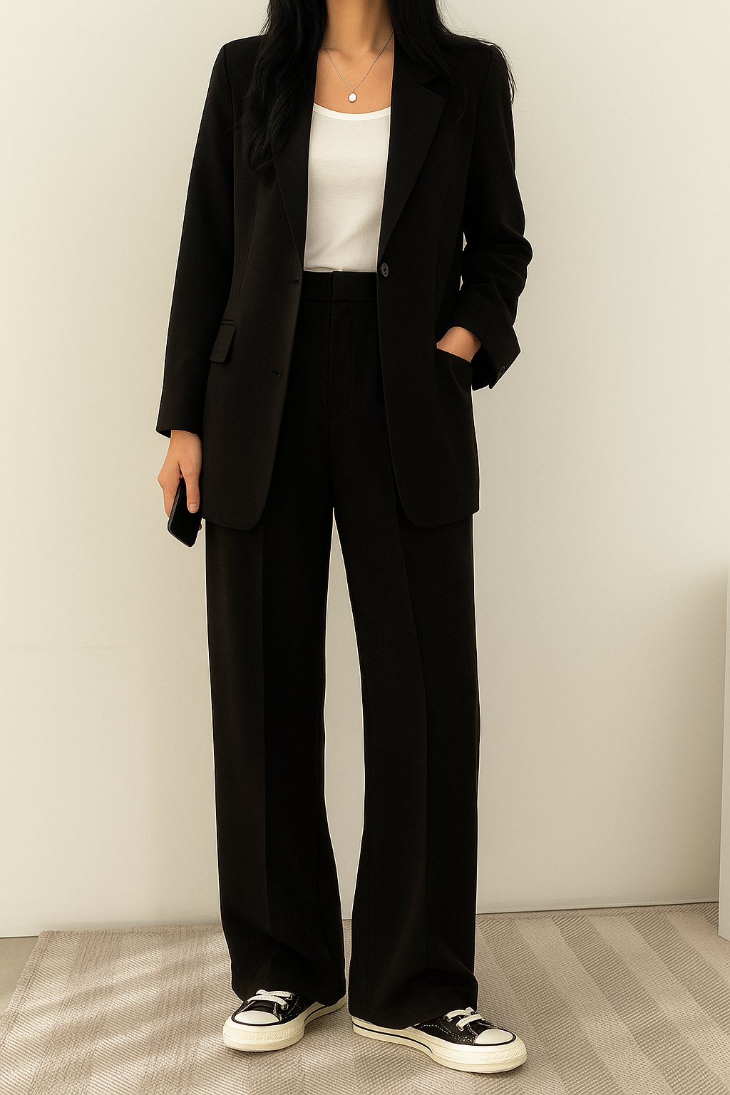 Two-Piece Set Women's Tailored Blazer and Wide-Leg Pants with Relaxed Fit - Image 5