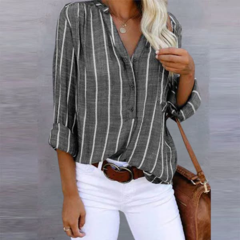 Abigail – Women Striped Button-Up Blouse - Image 5