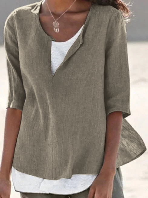 Ava – Women Casual Linen Blouse - Image 1