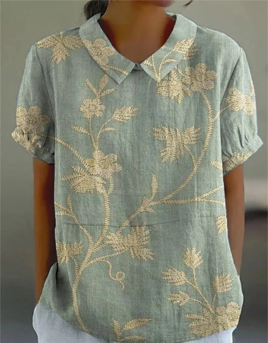 Evelyn – Women Collared Floral Blouse - Image 1