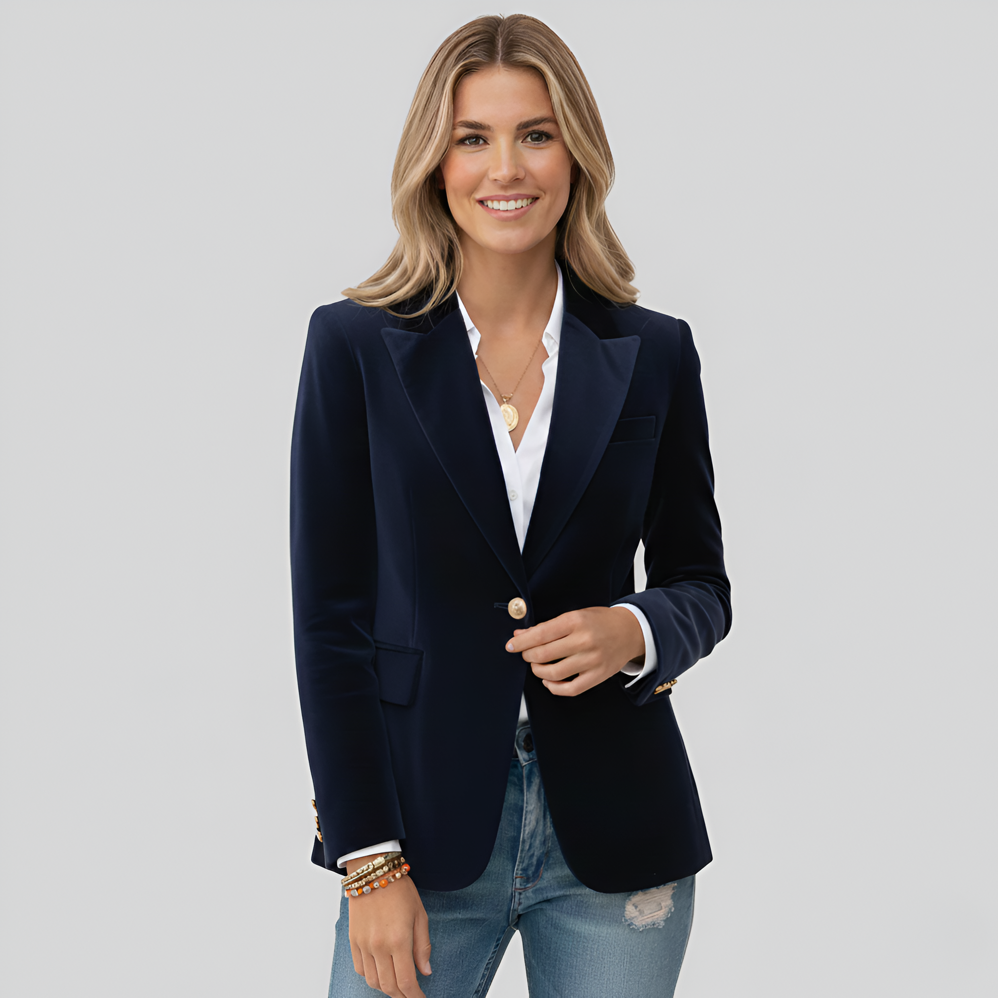 Kari - Dunkelgrüner Damenblazer mit elegantem Reverskragen