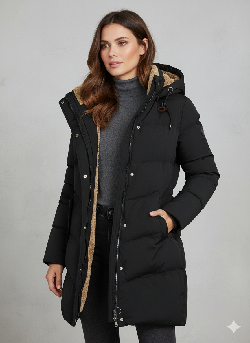 Puffer Jacket Women's Longline with Hood and Cozy Lining - Image 2