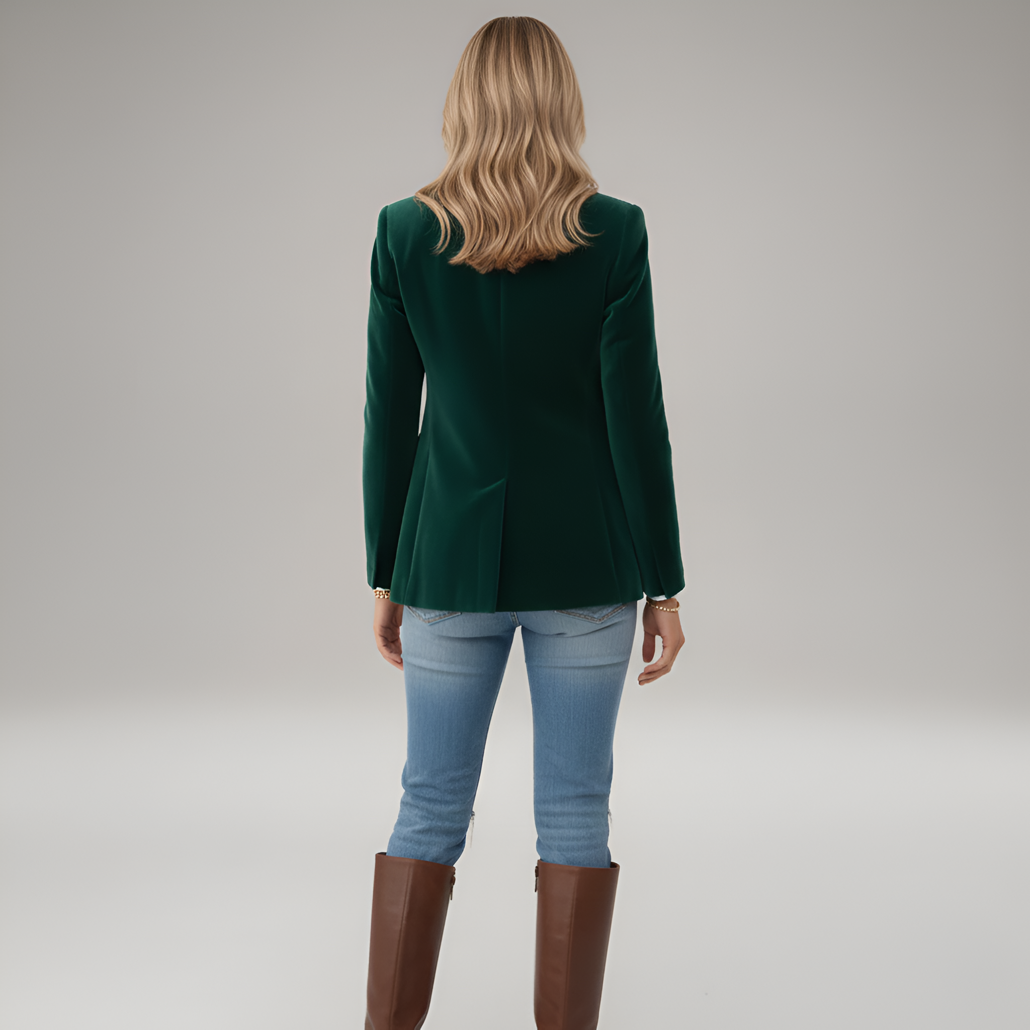 Kari - Dunkelgrüner Damenblazer mit elegantem Reverskragen