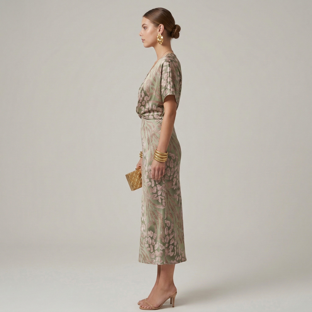 Elena – Women Print Wedding Guest Dress - Image 2