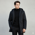 Men's Longline Jacket with Hood and Zip Closure - Image 1