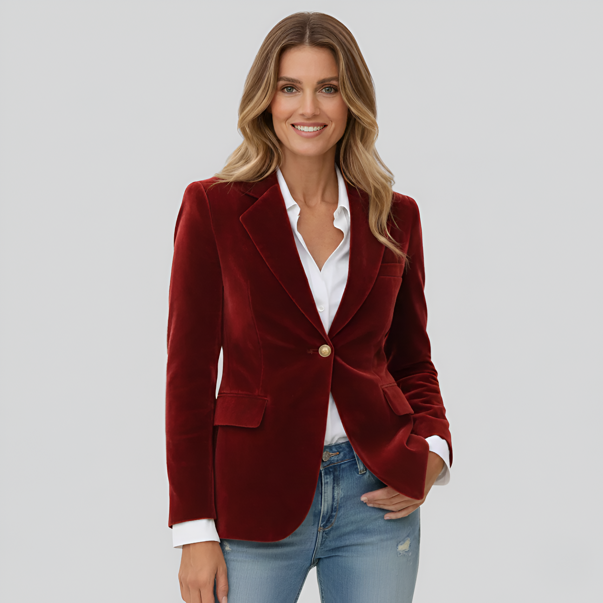Kari - Dunkelgrüner Damenblazer mit elegantem Reverskragen