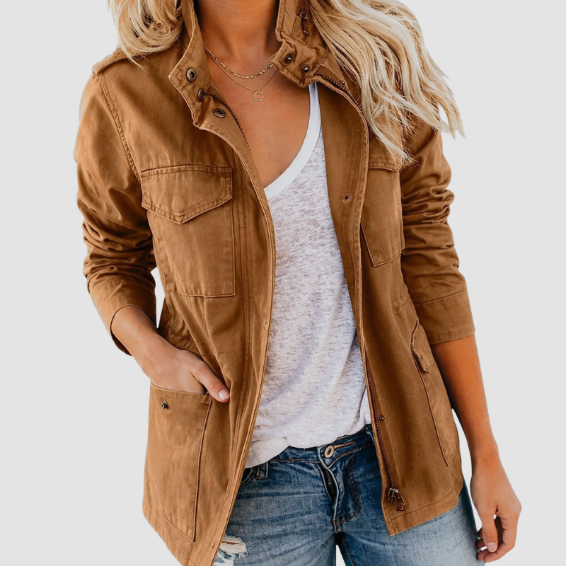 Utility Jacket Women's with Zip Closure and Adjustable Waist - Image 3
