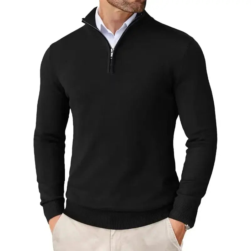 Quarter Zip Jacket Men's Soft Fit with Ribbed Hem - Image 1