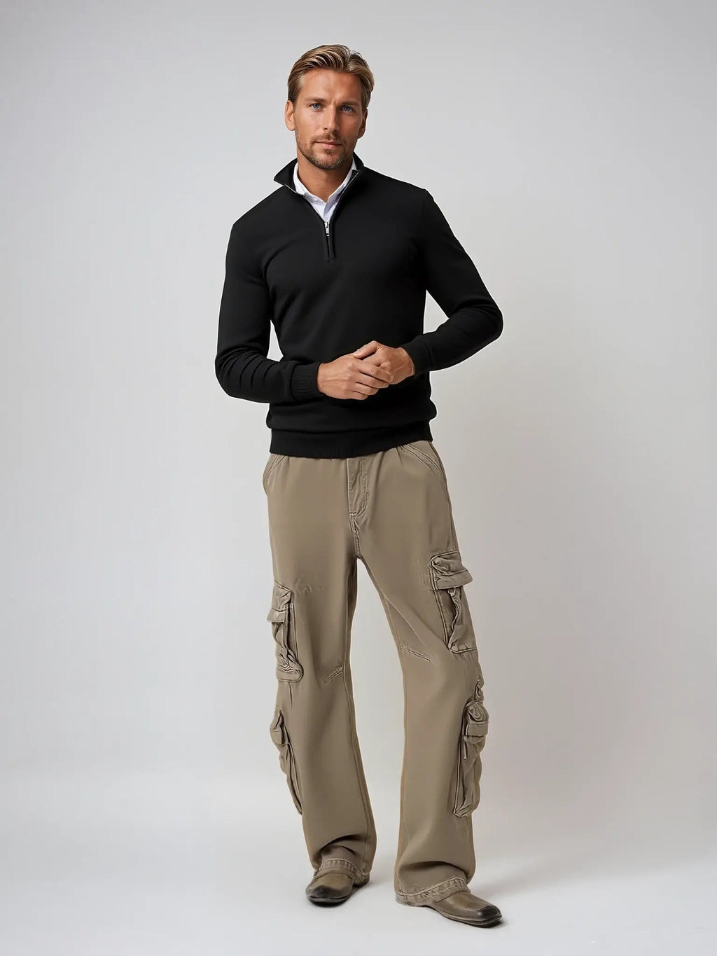 Quarter Zip Jacket Men's Soft Fit with Ribbed Hem - Image 2