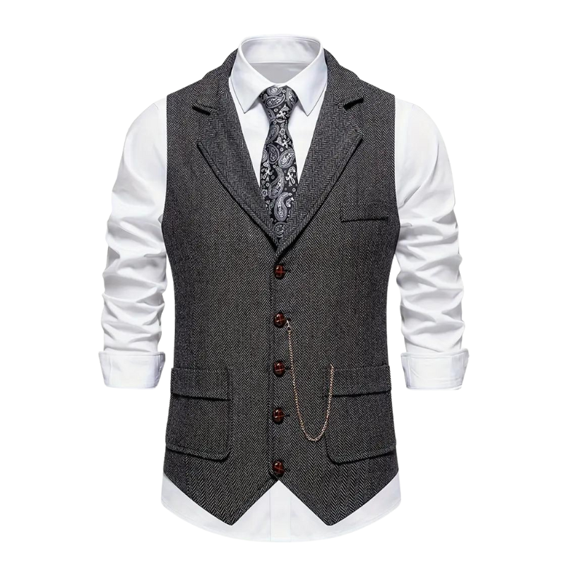 Felix – Stylish Herringbone Waistcoat Vest - Image 2