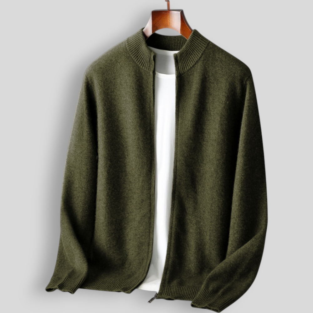 Bomber Jacket Men's Soft Texture Zip Front - Image 4