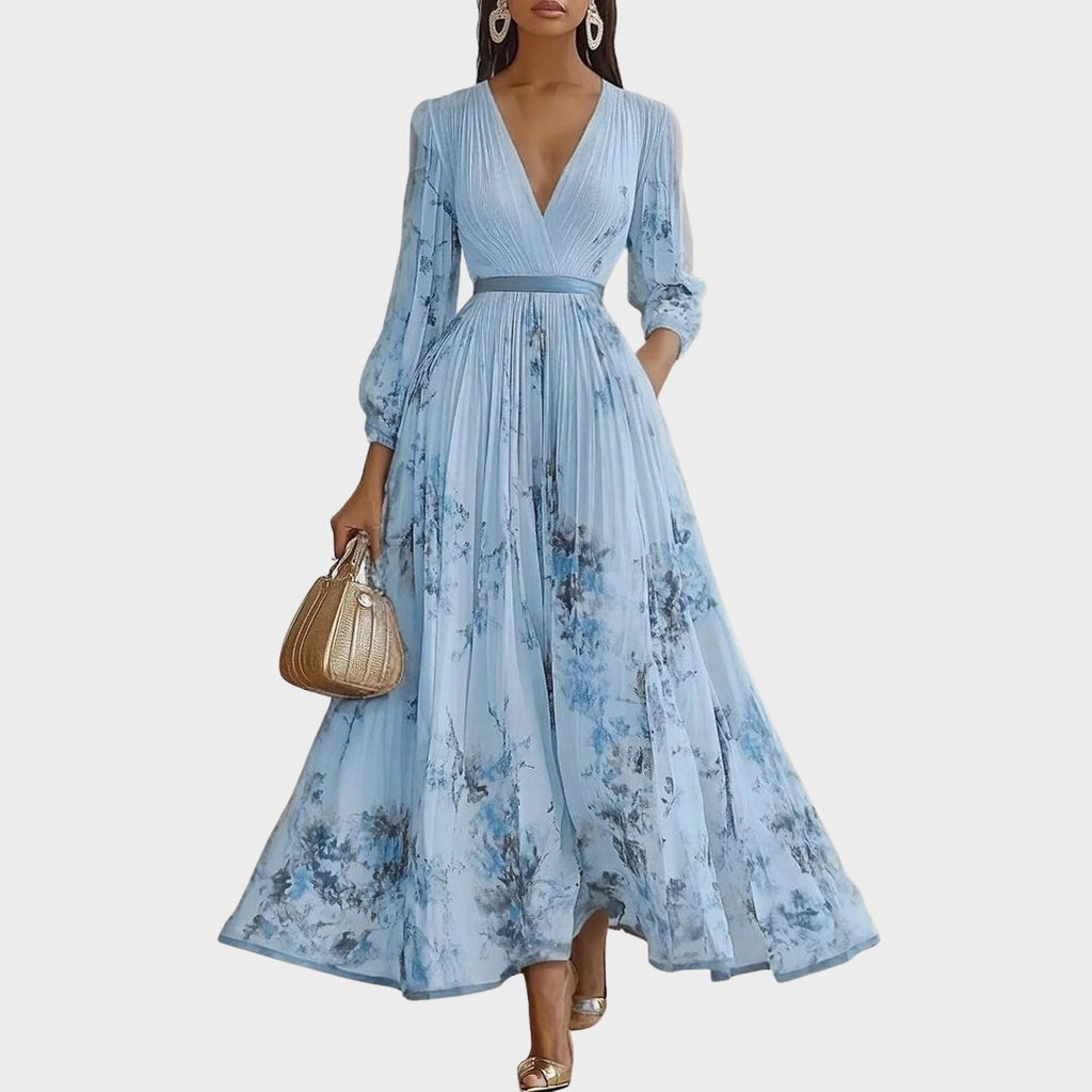 Franziska – Langärmeliges Maxikleid mit floraler Optik