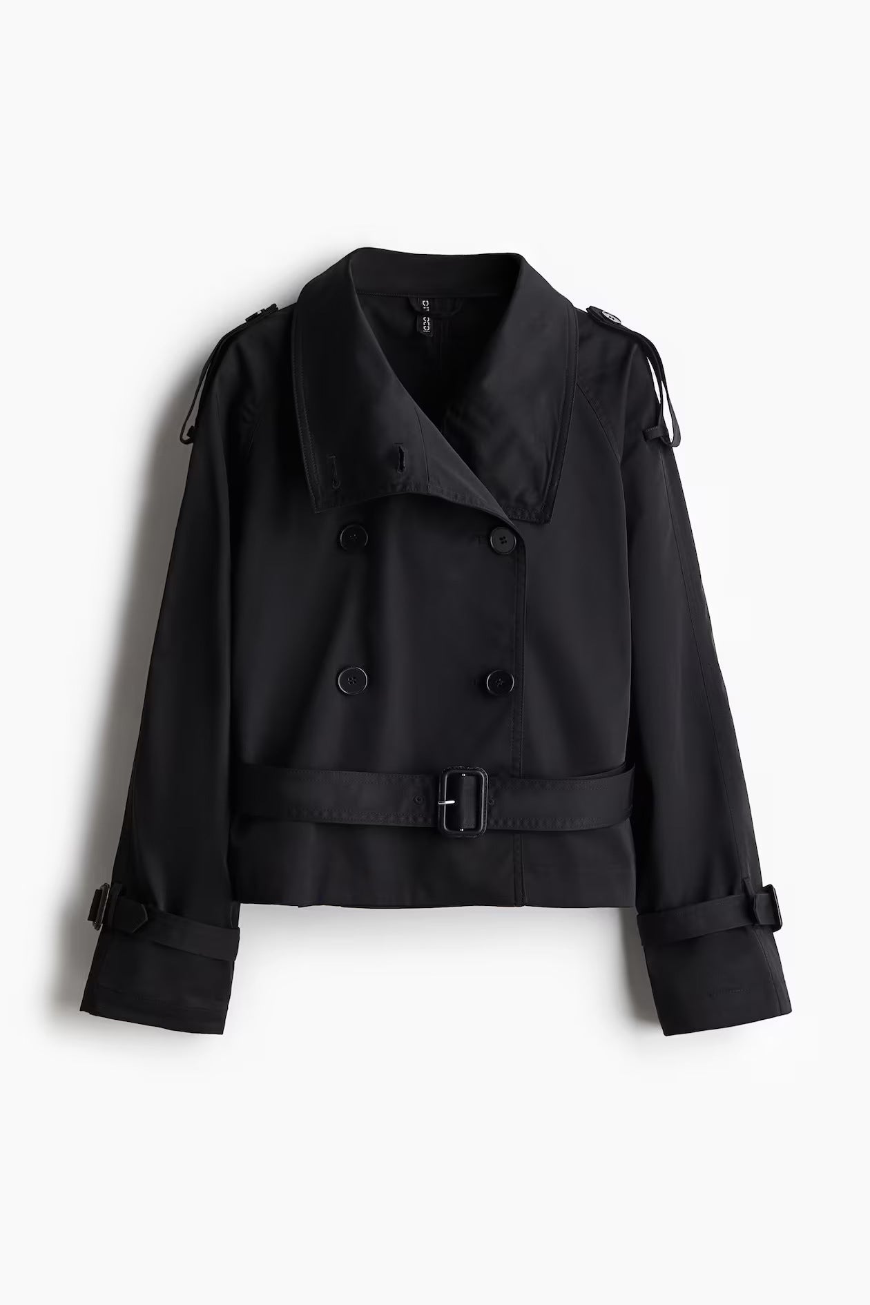 Trench Coat Women's Cropped Design with Belted Waist - Image 3