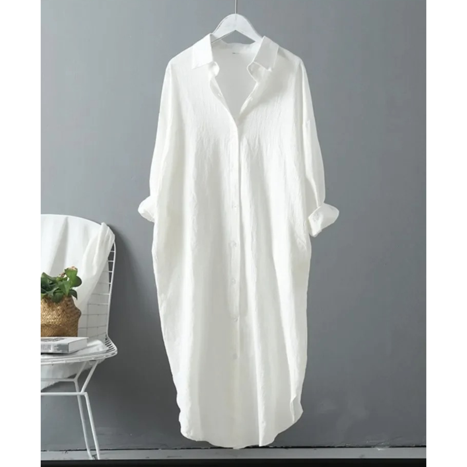 Button-Up Women's Jacket with Relaxed Fit and Long Length - Image 5